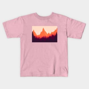 Warm Mountainous Sunset Kids T-Shirt